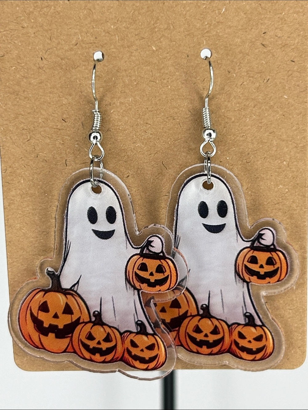 Ghost & Jack-O'-Lantern Halloween Dangle Earrings Fall Fashion Jewelry